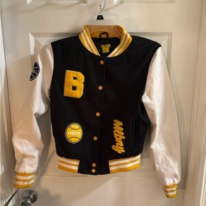 Daisy Kids Varsity Jacket - Black, White, and Yellow, Size M
